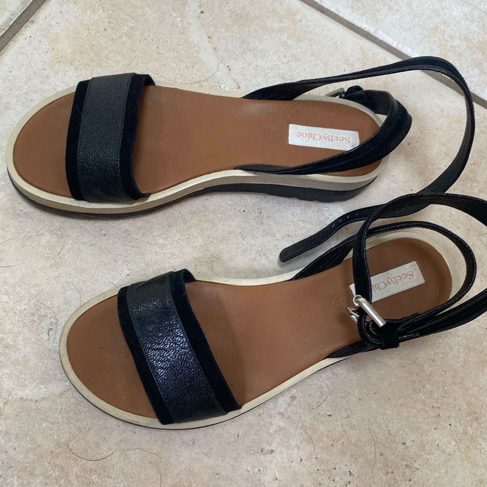 See by Chloe black leather sandal